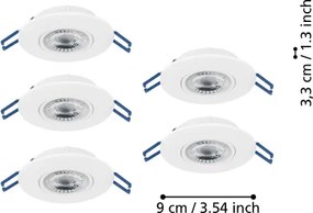Eglo 300185 - Set 5x spoturi încastrate LED GEDREZ, 4,9 W, 230 V, Ø 9 cm, alb
