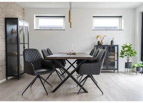 Scaun dining gri pivotant din piele cu picioare negre Harbo House Nordic