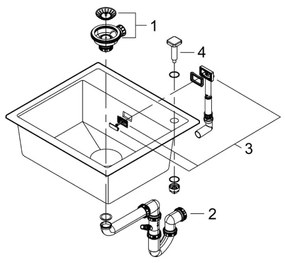 GROHE 31651AP0 - Chiuvetă de bucătărie K700, 560 × 510 mm, granit, negru