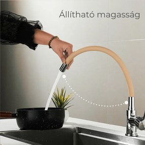 Baterie chiuvetă independentă Corin cu cioc flexibil bej