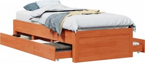 vidaXL Cadru pat fără saltea/cu sertare maro 90x190 cm lemn masiv pin