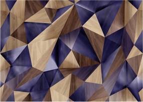 Tablou pe sticlă - 3D triunghiuri de lemn (70x50 cm)