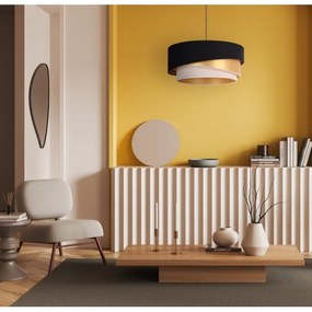 Lustră pe cablu Duolla KOBO 1xE27/15W/230V d. 45 cm negru/auriu/crem