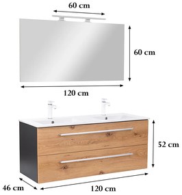 Mobilier complet de baie Vario Clam 120 antracit-stejar