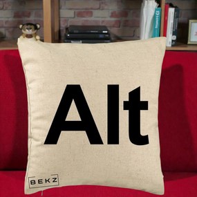 Perna Personalizata Tasta Alt Tipografie Bold, 40x40 cm, Bej, Husa Detasabila, Perna Inclusa, BEKZ®