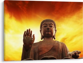 Tablou - Buddha cu fundal roșu și galben (70x50 cm)