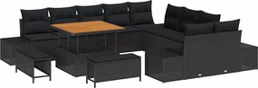 vidaXL Set de canapele pentru grădină 13 pcs Negru Rattan poli