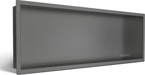 Raft incastrat dreptunghiular Balneo Wall-Box One cu rama 90x30x7 cm Gun Metal periat