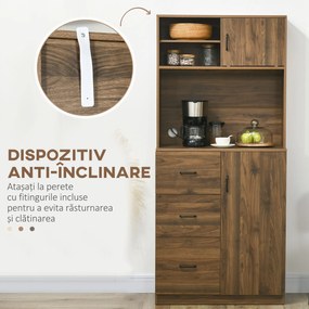 Dulap Modern HOMCOM cu 3 Sertare si Dulapioare din lemn, 80x40x178 cm | Aosom Romania