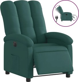 vidaXL Fotoliu rabatabil electric, verde închis, material textil