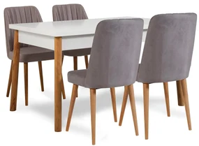Set mobilier sufragerie Senteago 1 (pentru 6 persoane) (pin atlantic + alb + gri). 1106427