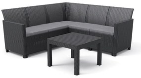 Set de colț de grădină Claire cu 5 locuri și masă Orlando, grafit