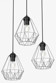 Lustră pe cablu BERGEN 3xE27/60W/230V neagră/crom lucios