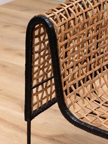 Fotoliu impletit din rattan, cu bordura decorativa neagră, "Asano"
