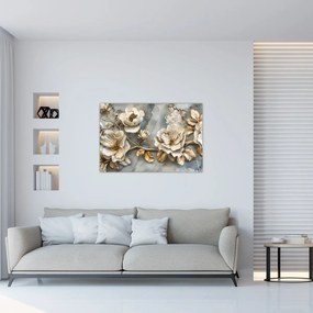Tablou - Marmură de fundal cu flori (90x60 cm)