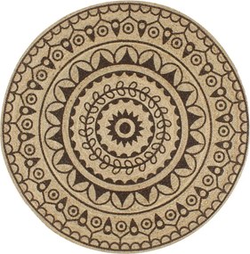 vidaXL Covor manual cu imprimeu maro închis, 90 cm, iută