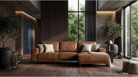 Colțar maro coniac cu tapițerie din imitație de piele (colț pe partea dreaptă) Copenhagen – Scandic