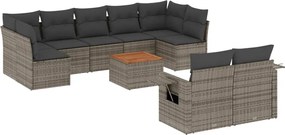 vidaXL Set mobilier de grădină cu perne, 10 piese, gri, poliratan