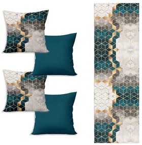 Set napron și 4 fețe de pernă Optic - Minimalist Cushion Covers