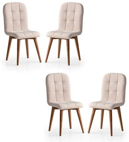 Set de scaune de sufragerie Retro Cream andWalnut, 4 buc.