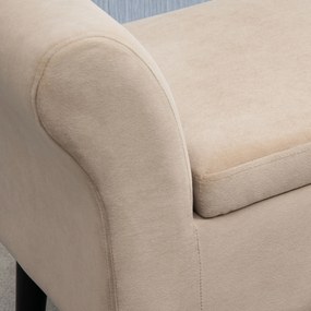 HOMCOM Bancă Captușită cu Depozitare, Bancă de Depozitare cu Brațe, Înălțime 46 cm a Șezutului, Catifea, 111,5 x 41 x 65 cm, Bej | Aosom Romania
