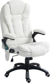 Vinsetto Fotoliu de Birou cu 6 Puncte de Vibrații, Funcție de Legănare, Încălzire și Telecomandă, 68x72x110-120 cm, Alb | Aosom Romania