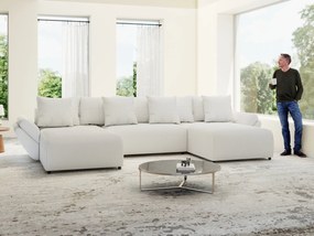 Colțar extensibil dumonde cu ladă de depozitare si sezut confortabil din spuma high-density, Berlin U Zoom Grey 380x180 cm