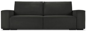 Canapea 3 locuri extensibila Eveline cu tapiterie reiata, negru