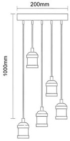 Cablu de alimentare 5xE27/60W/230V bronz