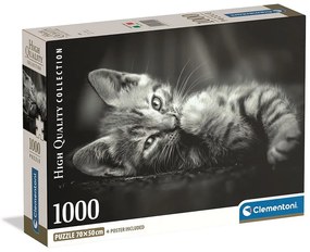 Animale Dark Puzzle Clementoni cu 1000 piese cu pisici