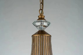 Candelabru din metal, auriu, în stil Empire, cu cristale din sticlă și 8 becuri, 105 x 58 cm, „Colosseo”