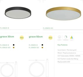 Plafoniera LED dimabila CCT 3000/4000K Grace 30 aurie