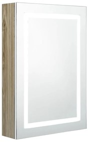 326493 vidaXL Dulap de baie cu oglindă și LED, alb și stejar, 50x13x70 cm