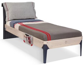 Pat pentru camera copii 100x200 cm, colectia Trio, perna detasabila, picioare metalice