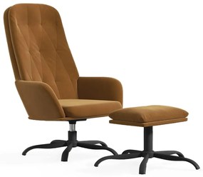 3097638 vidaXL Scaun de relaxare cu taburet, maro, catifea