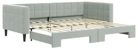3196691 vidaXL Pat de zi cu extensie, gri deschis, 90x200 cm, catifea