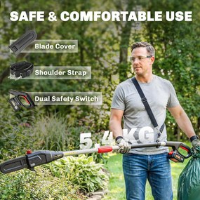 Outsunny Drujbă electrică extensibilă 1,94-2,56 m cu 2 baterii 4,0 Ah Încărcător Blocare dublă Ungere automată | Aosom Romania