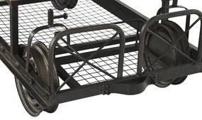 Masuta de cafea, din metal si blat din lemn, cu aspect vintage, Ferros