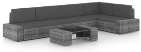 vidaXL Set mobilier de grădină cu perne, 6 piese, gri, poliratan