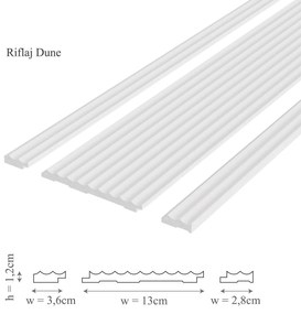 Panou riflaj decorativ 3D, model Dune - 13x1.2x250 cm