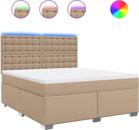 vidaXL Pat box spring cu saltea, cappuccino, 180x200cm piele ecologică