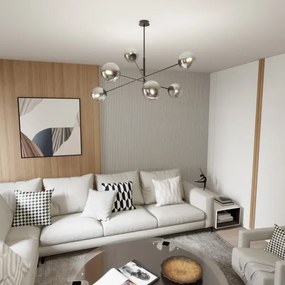 Lustră pe tijă LINEAR 6xE14/10W/230V negru/gri