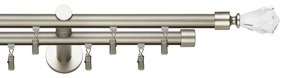 Galerie metal dubla PICIOR UNIVERSAL TEAVA PROFIL - CRISTAL CONE19/19 - CROM MAT (Alege marime: 320 cm)