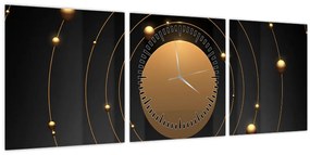 Tablou - Cercuri aurii (cu ceas) (90x30 cm)