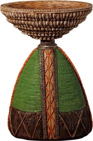 Decoratiune de masa, cu bol din rasina, H27cm, Africa