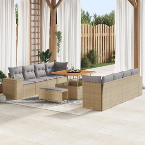 vidaXL Set de canapele pentru grădină 11 pcs Bej poliratan