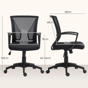 HOMCOM Scaun birou fauteuil birou cu șezut și spătar din plasă respirabilă înălțime reglabilă 62 x 60 x 92-102 cm negru | Aosom Romania