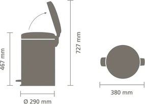 Coș de gunoi cu pedală Brabantia NewIcon 1010441, 20 l, închidere lentă, bază antiderapantă, gri deschis