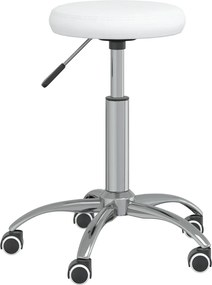 vidaXL Scaun de birou pivotant, alb, piele ecologică