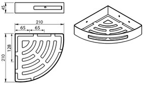 Gedy - Poliță de colț pentru duș SMART, 21 x 4,5 cm, gri metalizat